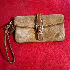 Suede Coach wristlet